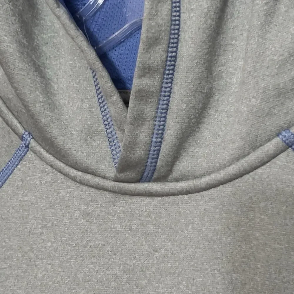 Nike Dri-Fit Womens Grey / Blue Swoosh Hoodie Pullover Sweatshirt Activewear Sm